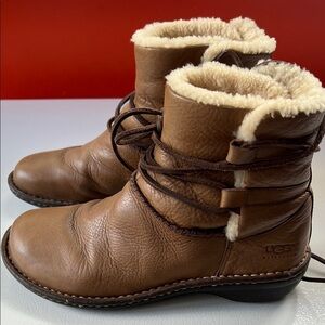 UGG Brown Shearling Boots with Laces